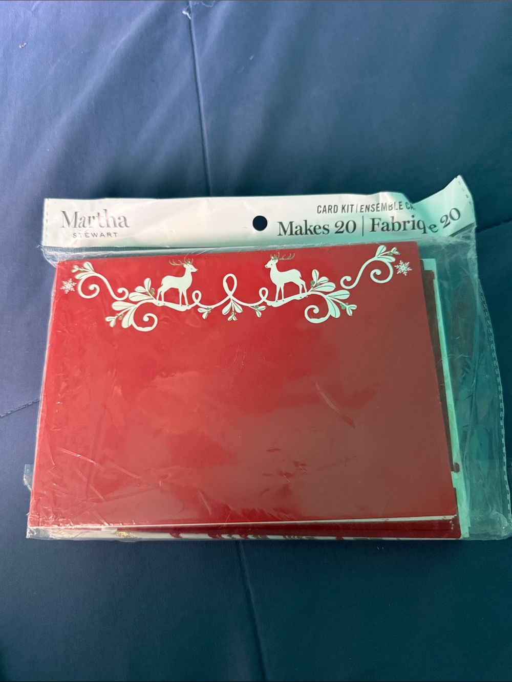 Martha Stewart Red Holiday Card Kit with White Reindeer Design